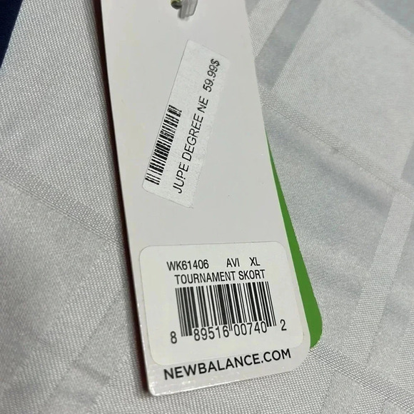 NEW BALANCE BLUE  WITH WHITE STRIPES NWT XL TOURNAMENT SKORT - Picture 12 of 16